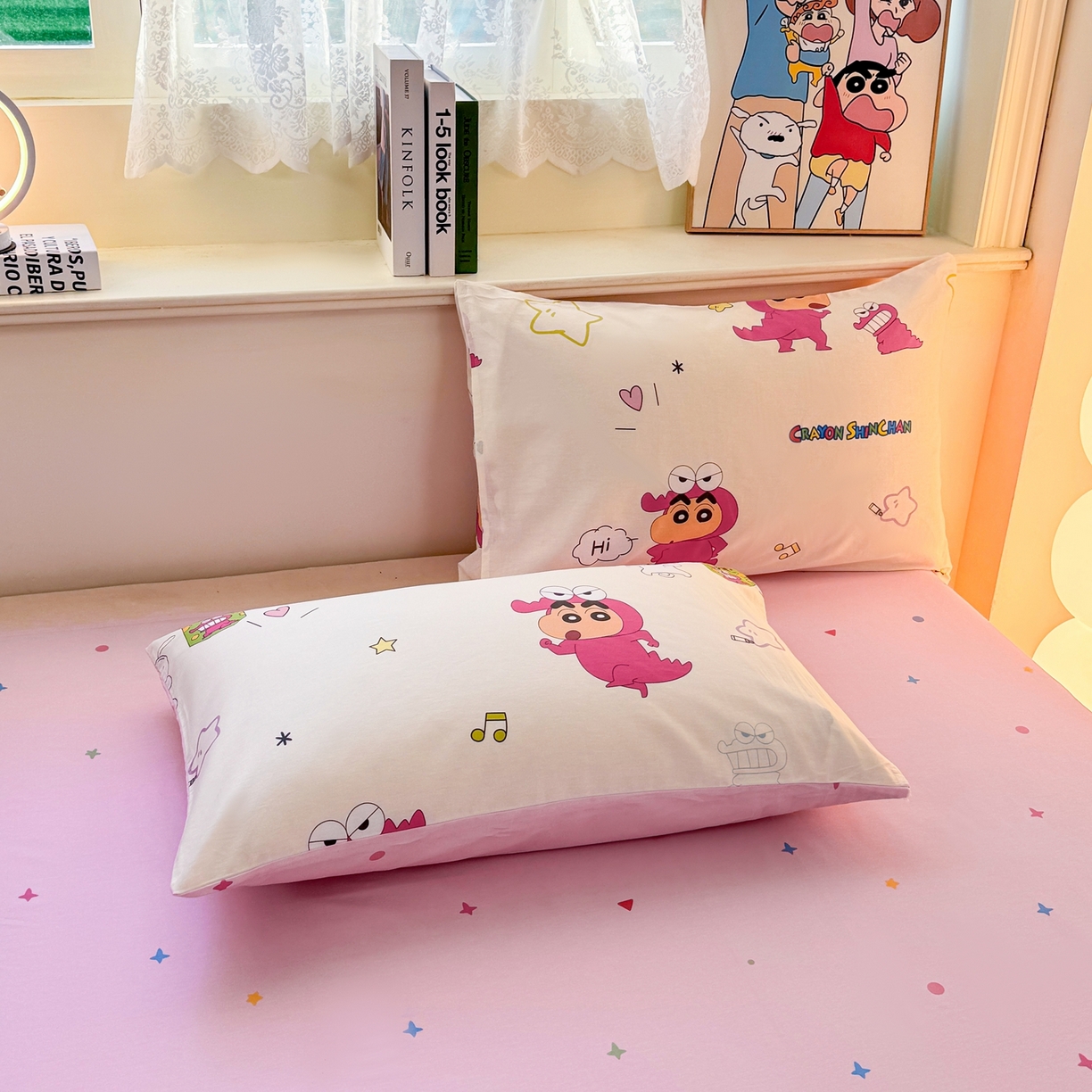 91家纺网 家纺一手货源 找家纺 博雅 2026新款蜡笔小新纯棉全棉四件套 小版-恐龙蜡笔小新