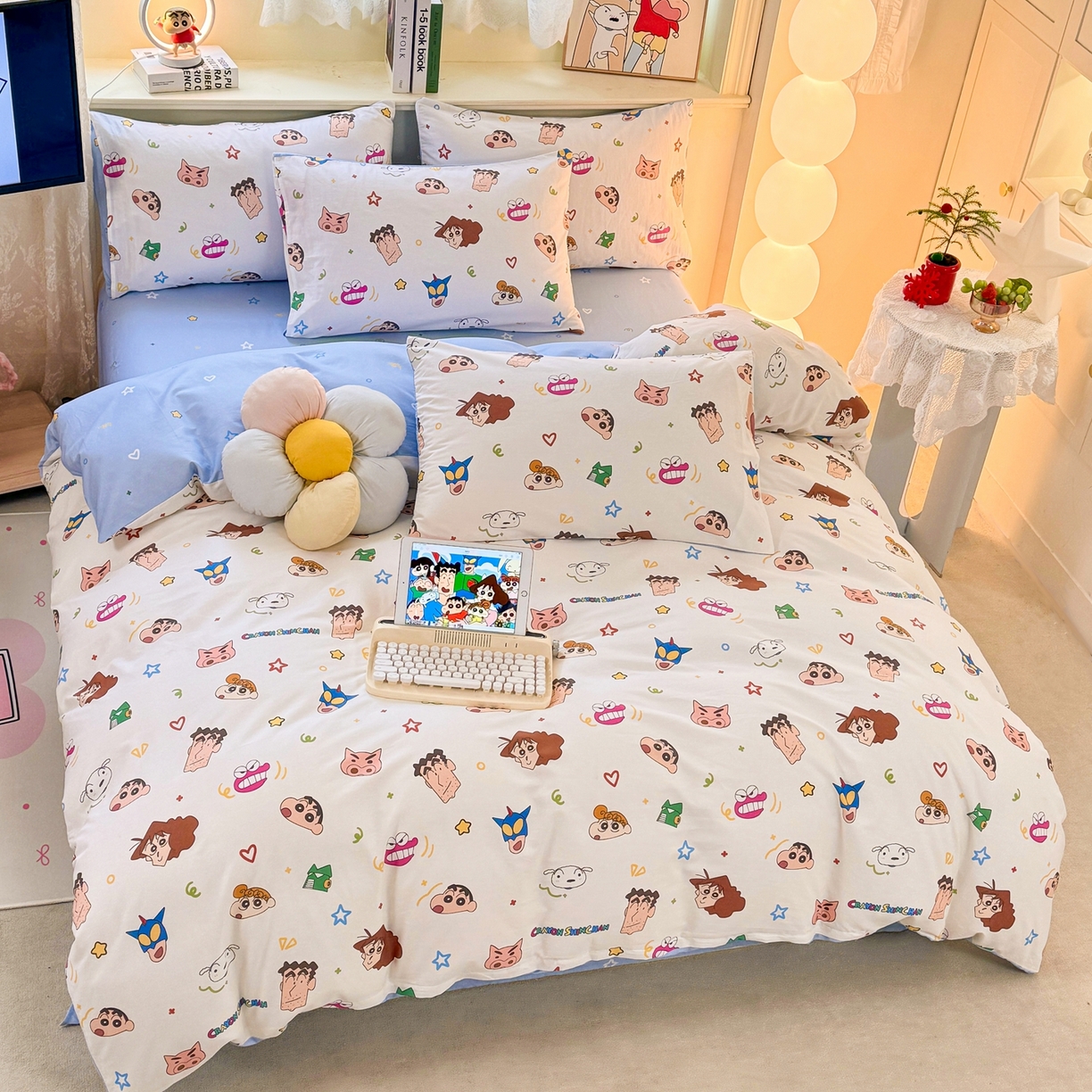 91家纺网 家纺一手货源 找家纺 博雅 2026新款蜡笔小新纯棉全棉四件套 小版-满版蜡笔小新