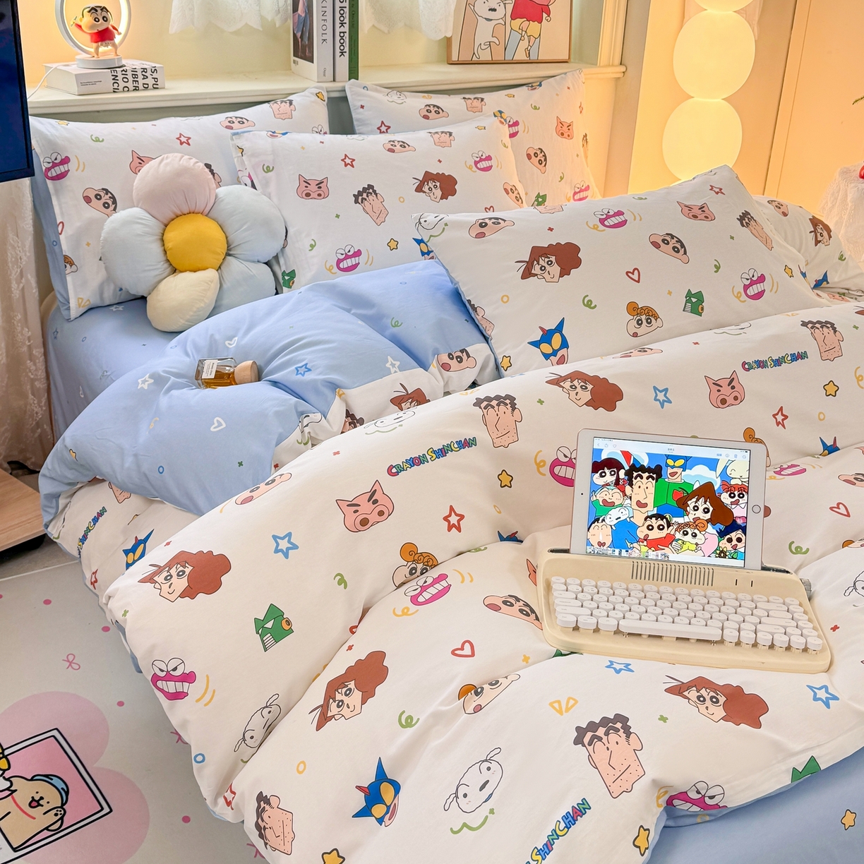 91家纺网 家纺一手货源 找家纺 博雅 2026新款蜡笔小新纯棉全棉四件套 小版-满版蜡笔小新