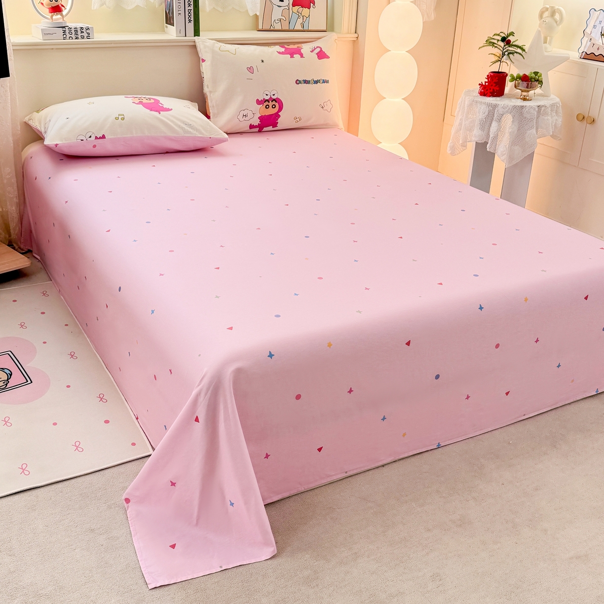 91家纺网 家纺一手货源 找家纺 博雅 2026新款蜡笔小新纯棉全棉四件套 小版-恐龙蜡笔小新