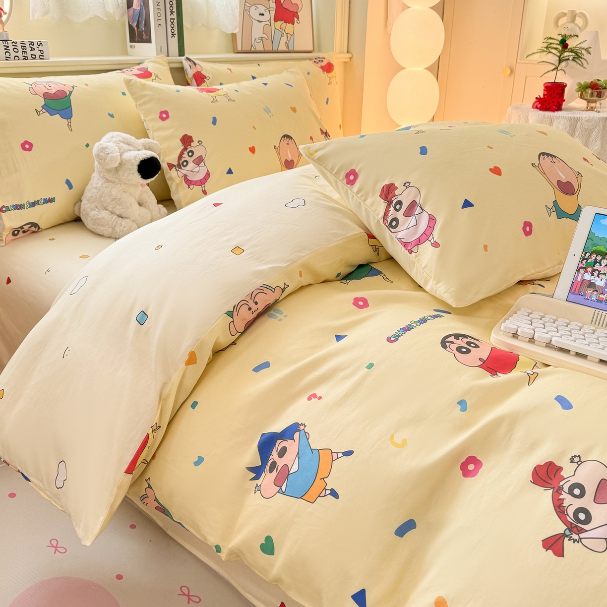 91家纺网 家纺一手货源 找家纺 博雅 2026新款蜡笔小新纯棉全棉四件套 小版-黄油蜡笔小新