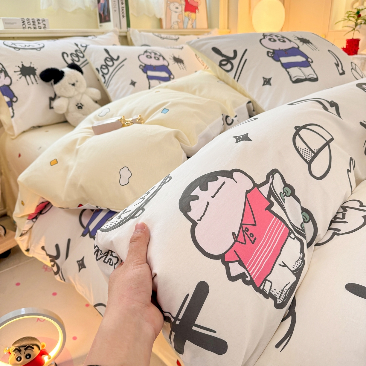 91家纺网 家纺一手货源 找家纺 博雅 2026新款蜡笔小新纯棉全棉四件套 小版-绘画蜡笔小新