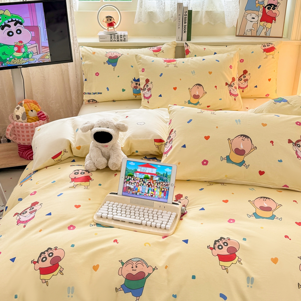 91家纺网 家纺一手货源 找家纺 博雅 2026新款蜡笔小新纯棉全棉四件套 小版-黄油蜡笔小新