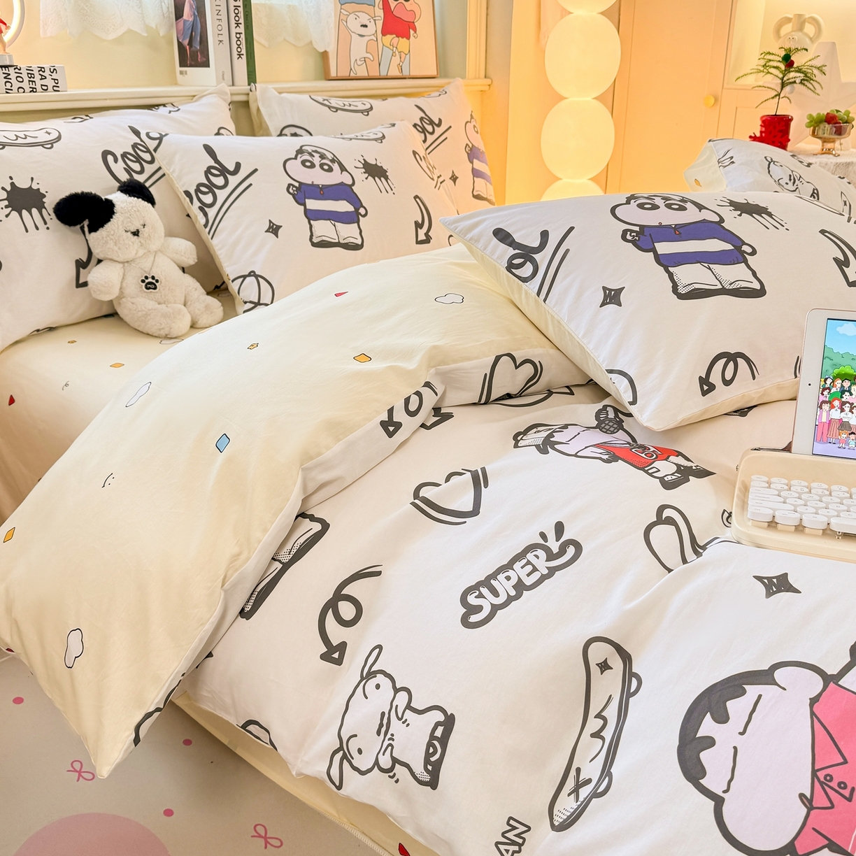 91家纺网 家纺一手货源 找家纺 博雅 2026新款蜡笔小新纯棉全棉四件套 小版-绘画蜡笔小新