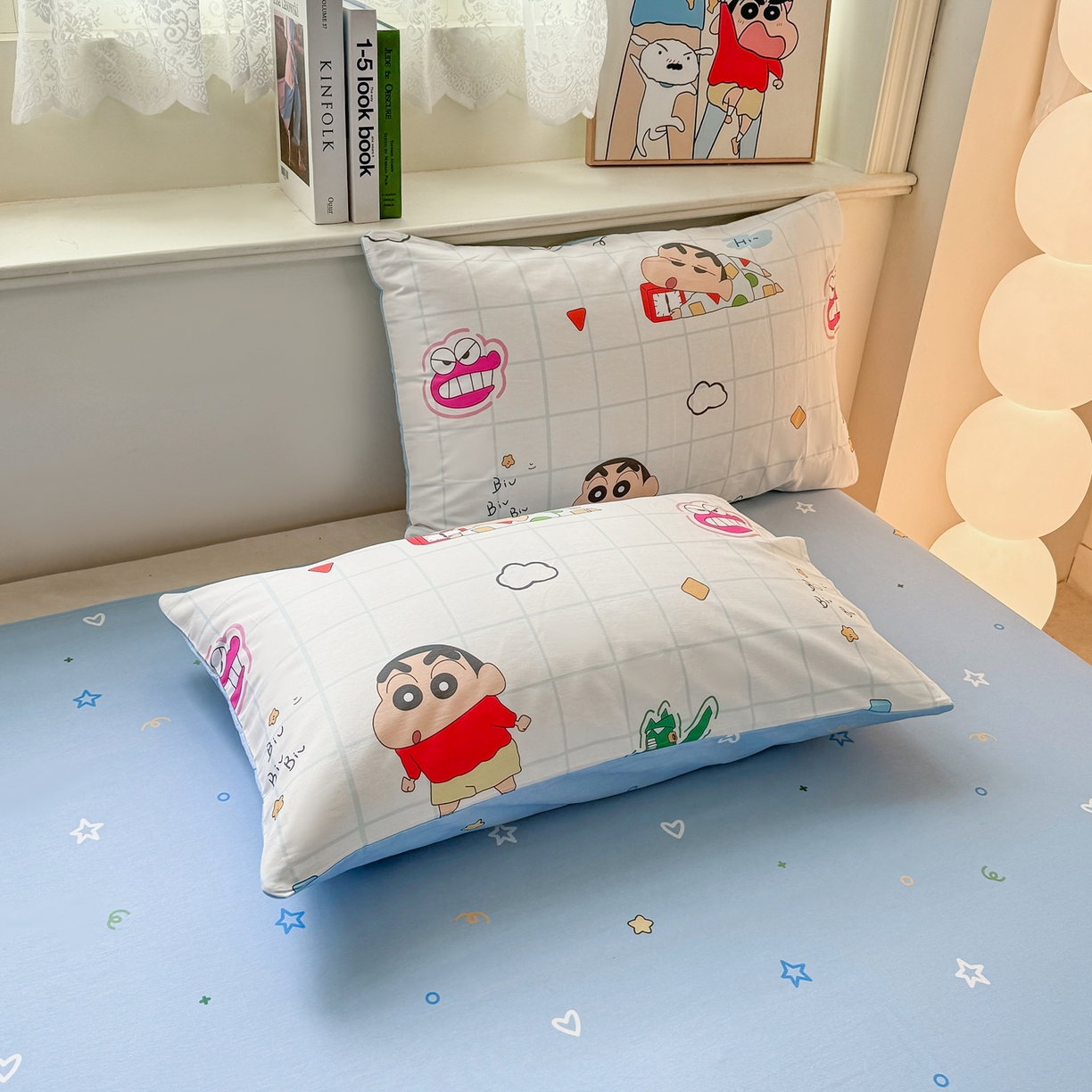 91家纺网 家纺一手货源 找家纺 博雅 2026新款蜡笔小新纯棉全棉四件套 小版-小新格子屋