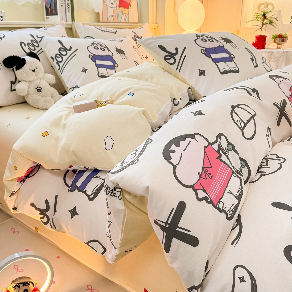 91家纺网 家纺一手货源 找家纺 博雅 2026新款蜡笔小新纯棉全棉四件套 小版-绘画蜡笔小新