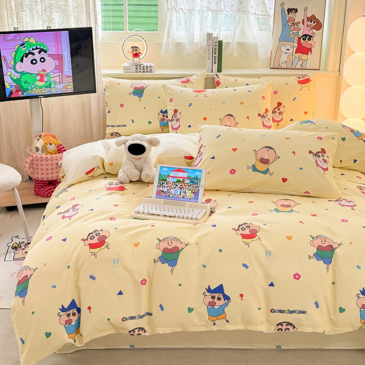 91家纺网 家纺一手货源 找家纺 博雅 2026新款蜡笔小新纯棉全棉四件套 小版-黄油蜡笔小新