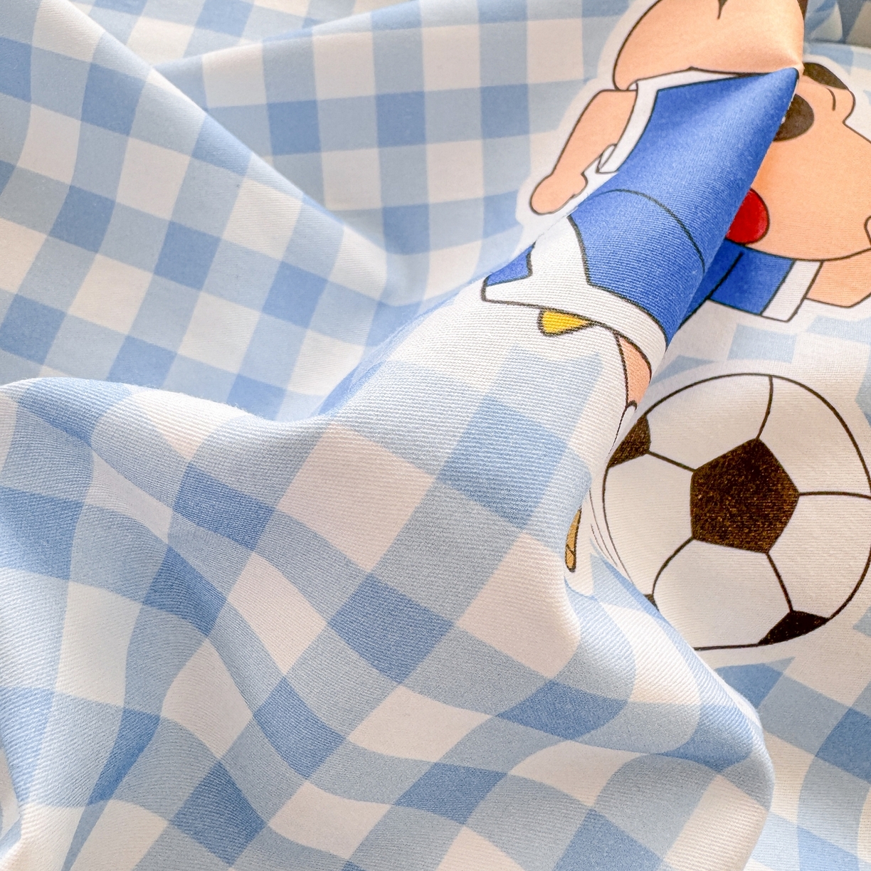 91家纺网 家纺一手货源 找家纺 博雅 2026新款蜡笔小新纯棉全棉四件套 小版-蓝格蜡笔小新