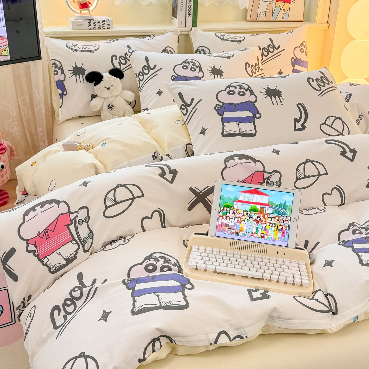 91家纺网 家纺一手货源 找家纺 博雅 2026新款蜡笔小新纯棉全棉四件套 小版-绘画蜡笔小新