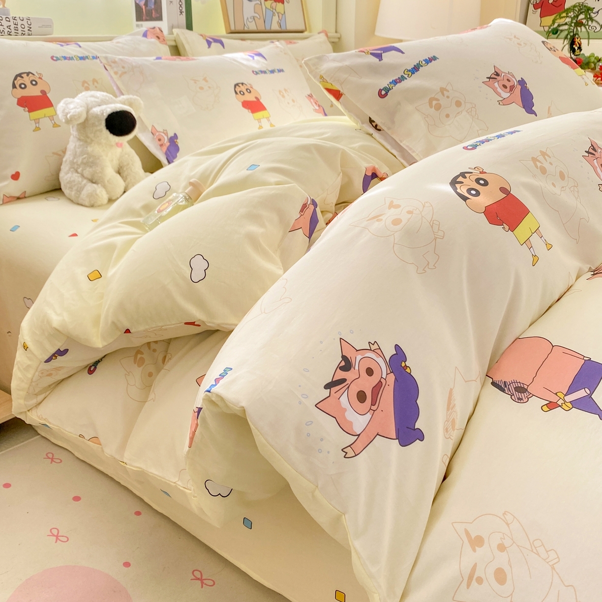 91家纺网 家纺一手货源 找家纺 博雅 2026新款蜡笔小新纯棉全棉四件套 小版-左卫门蜡笔小新