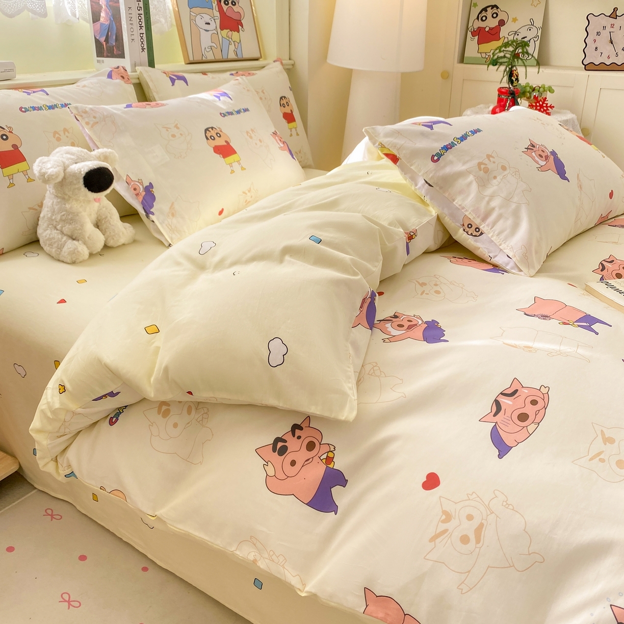 91家纺网 家纺一手货源 找家纺 博雅 2026新款蜡笔小新纯棉全棉四件套 小版-左卫门蜡笔小新