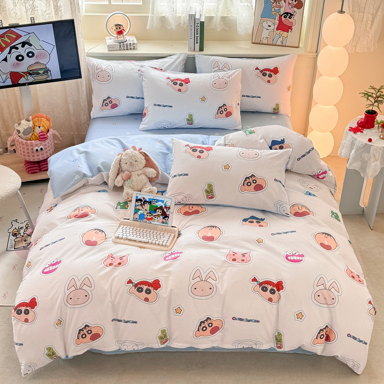 博雅 2026新款蜡笔小新纯棉全棉四件套 小版-小兔蜡笔小新