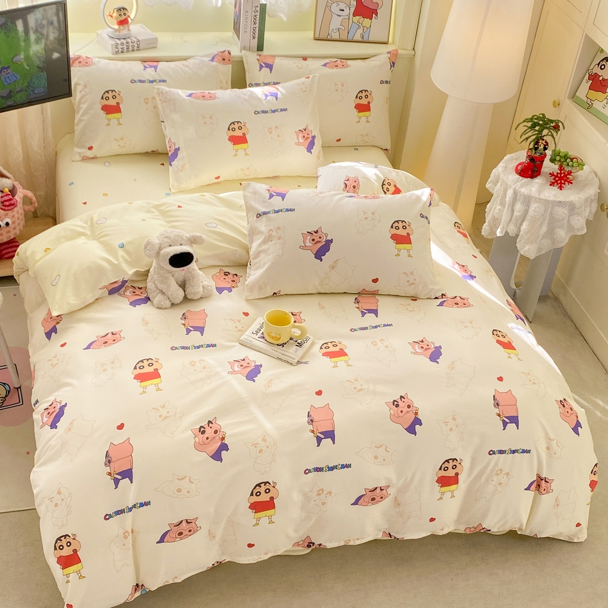 91家纺网 家纺一手货源 找家纺 博雅 2026新款蜡笔小新纯棉全棉四件套 小版-左卫门蜡笔小新