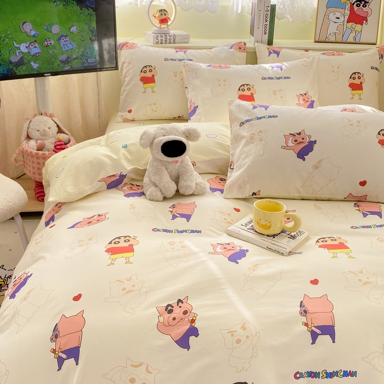 91家纺网 家纺一手货源 找家纺 博雅 2026新款蜡笔小新纯棉全棉四件套 小版-左卫门蜡笔小新