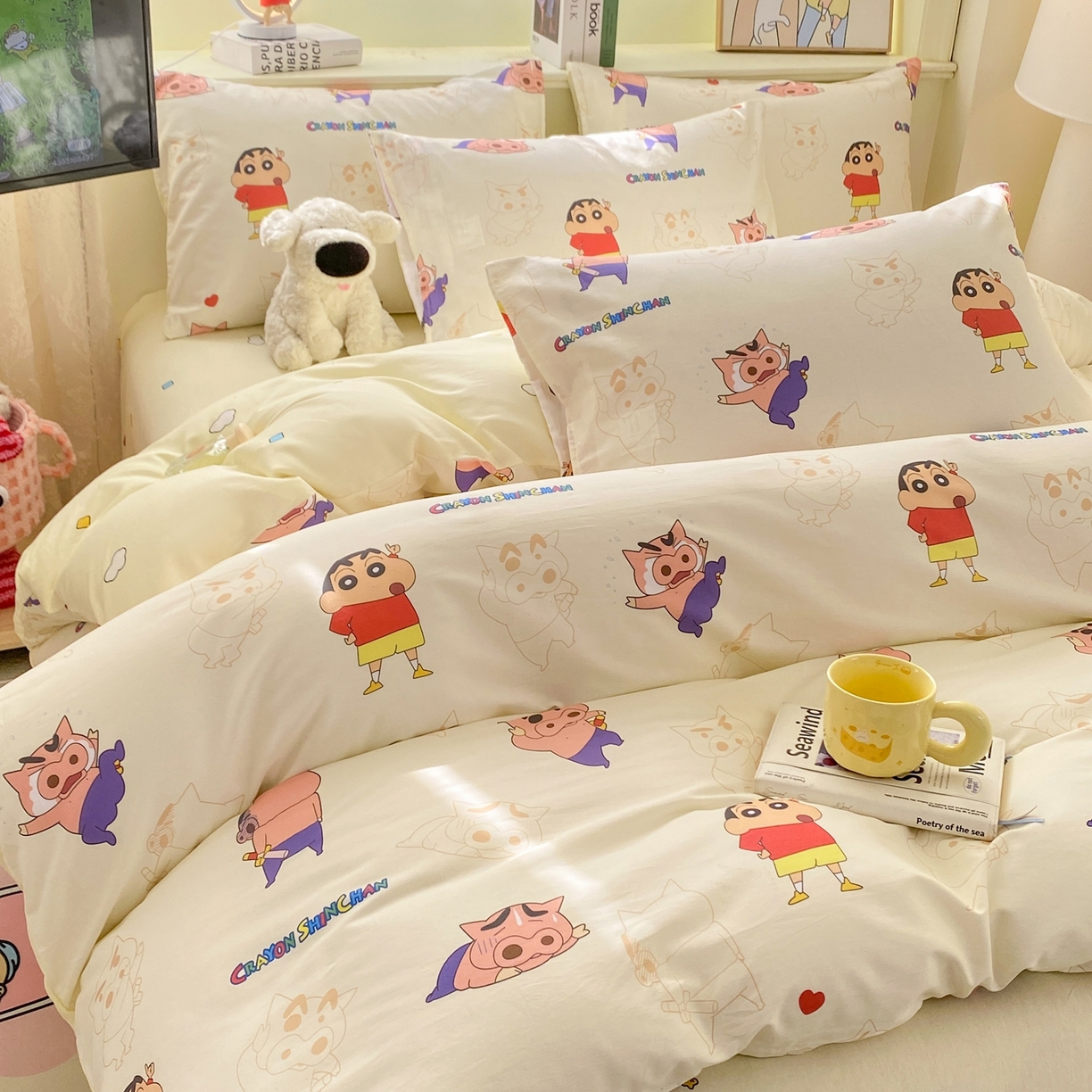 91家纺网 家纺一手货源 找家纺 博雅 2026新款蜡笔小新纯棉全棉四件套 小版-左卫门蜡笔小新