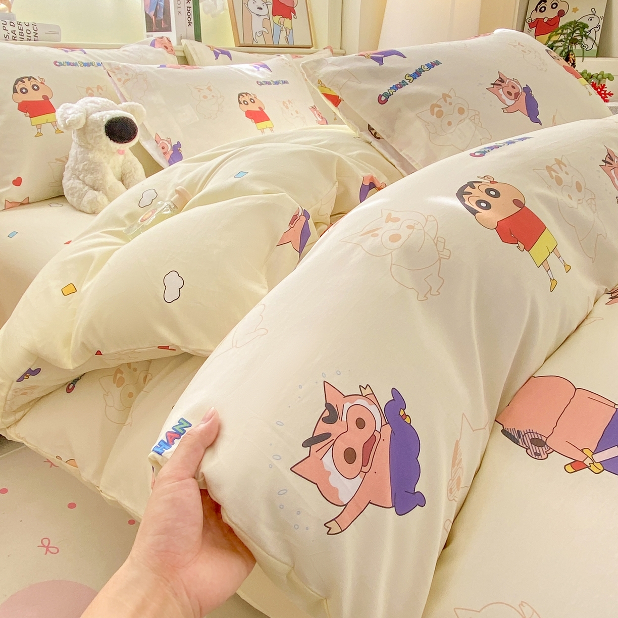 91家纺网 家纺一手货源 找家纺 博雅 2026新款蜡笔小新纯棉全棉四件套 小版-左卫门蜡笔小新