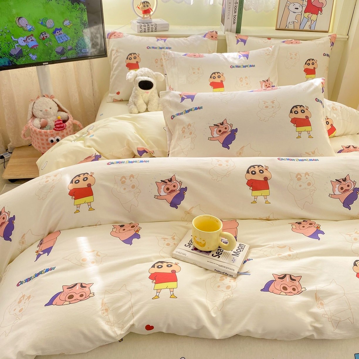 91家纺网 家纺一手货源 找家纺 博雅 2026新款蜡笔小新纯棉全棉四件套 小版-左卫门蜡笔小新