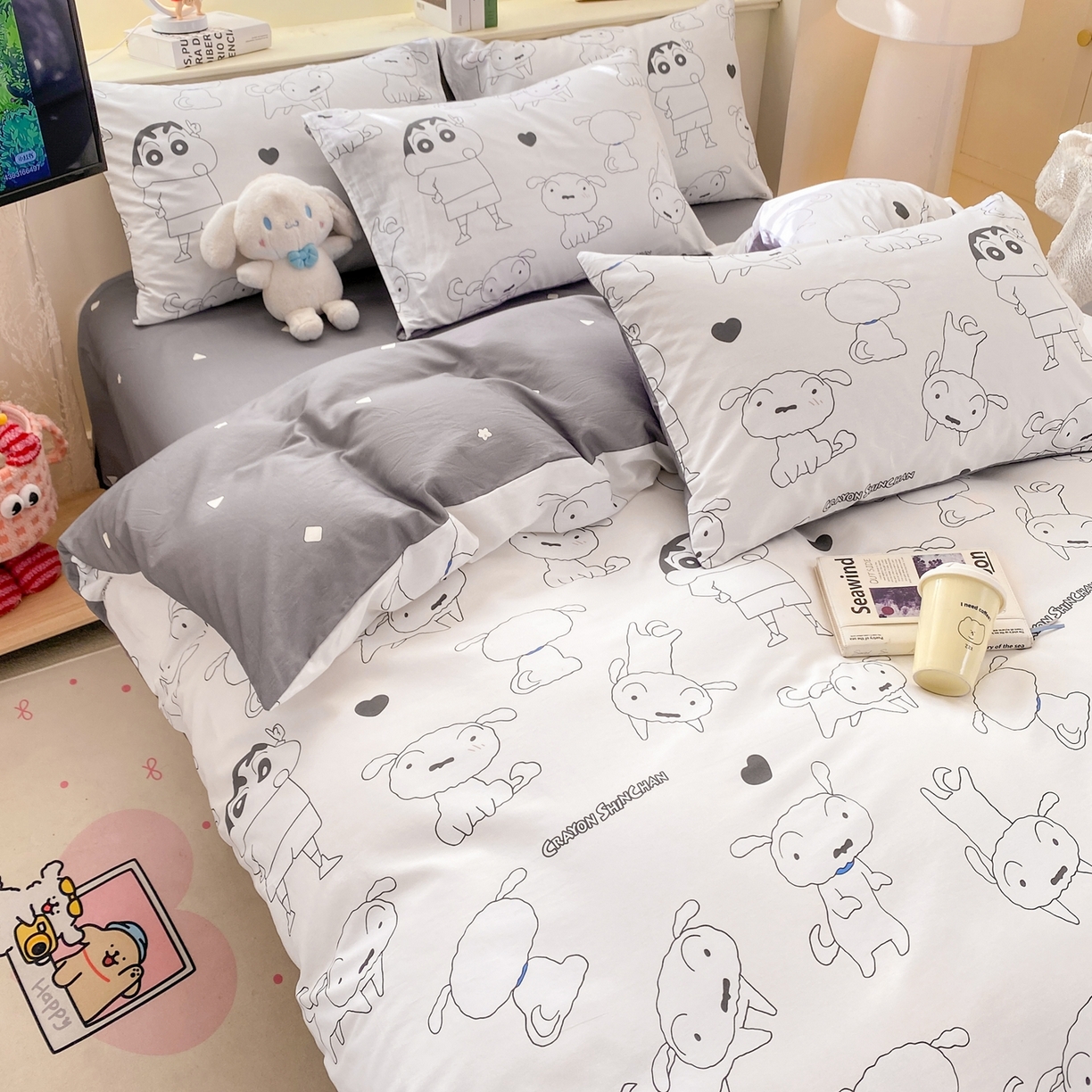 91家纺网 家纺一手货源 找家纺 博雅 2026新款蜡笔小新纯棉全棉四件套 小版-手绘蜡笔小新