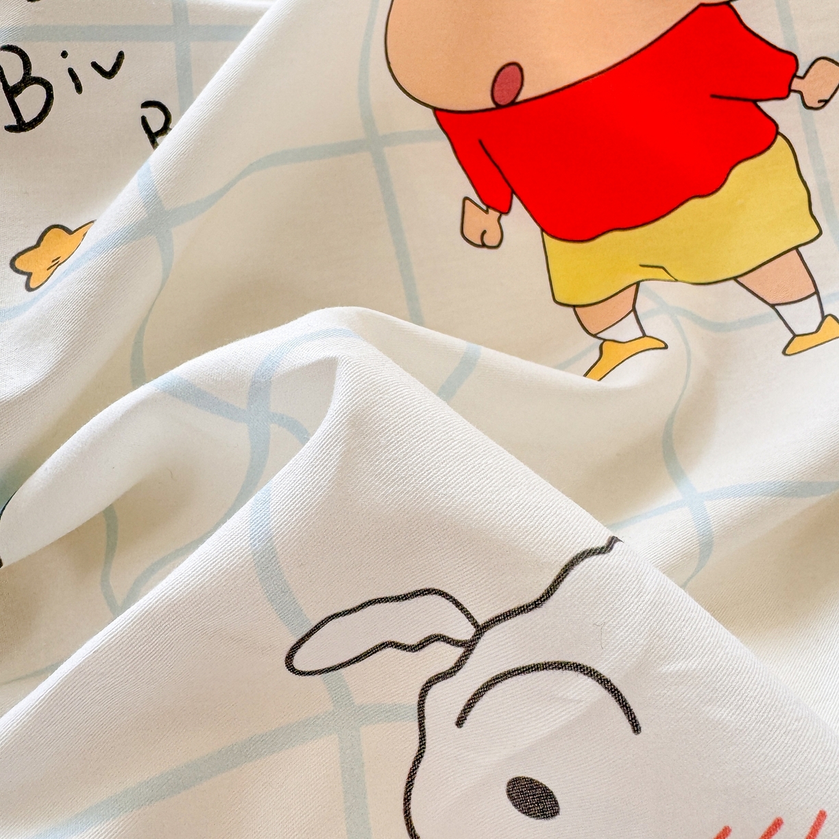 91家纺网 家纺一手货源 找家纺 博雅 2026新款蜡笔小新纯棉全棉四件套 小版-小新格子屋