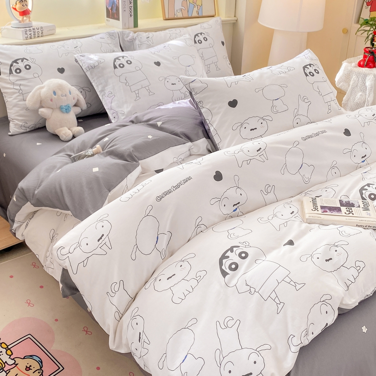 91家纺网 家纺一手货源 找家纺 博雅 2026新款蜡笔小新纯棉全棉四件套 小版-手绘蜡笔小新