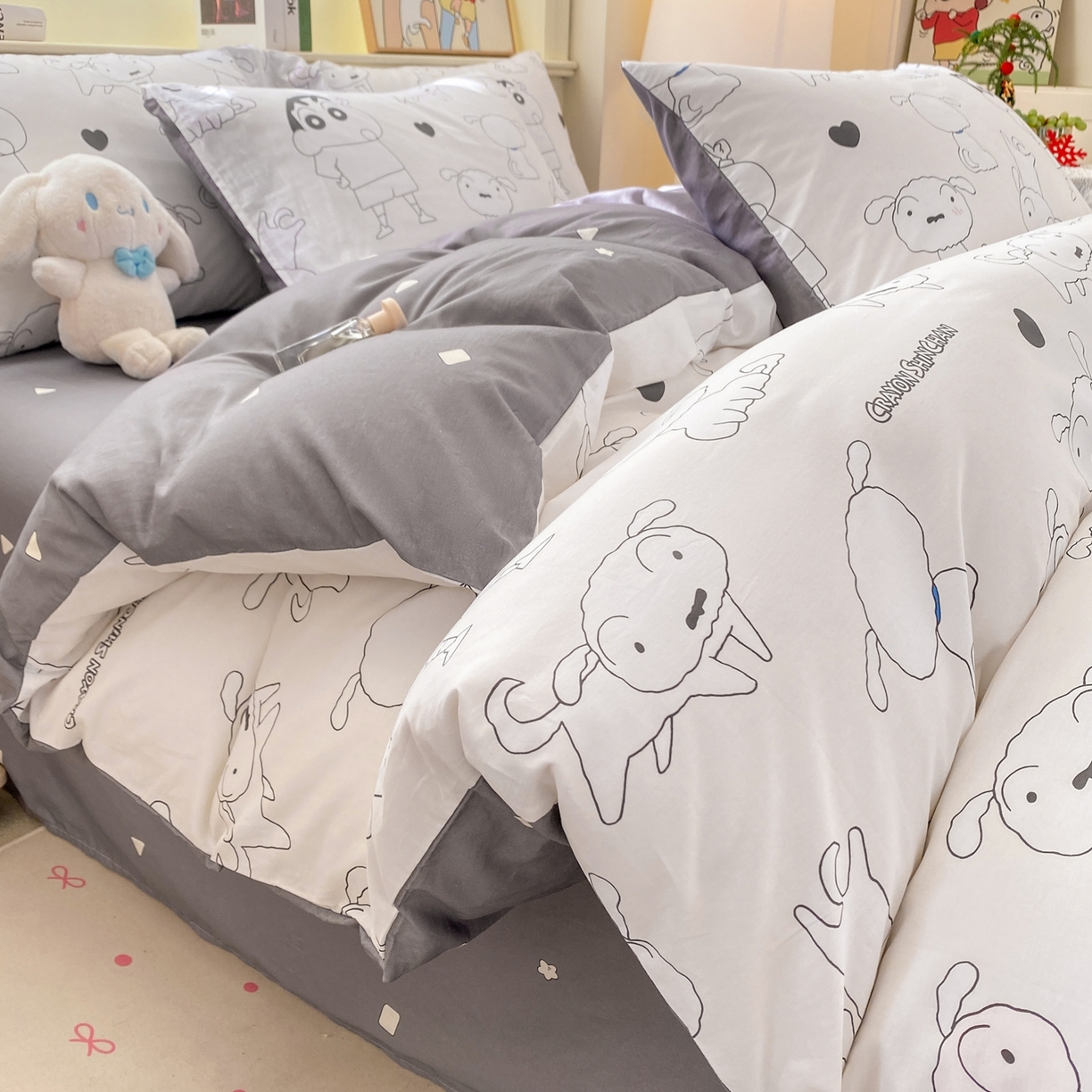 91家纺网 家纺一手货源 找家纺 博雅 2026新款蜡笔小新纯棉全棉四件套 小版-手绘蜡笔小新