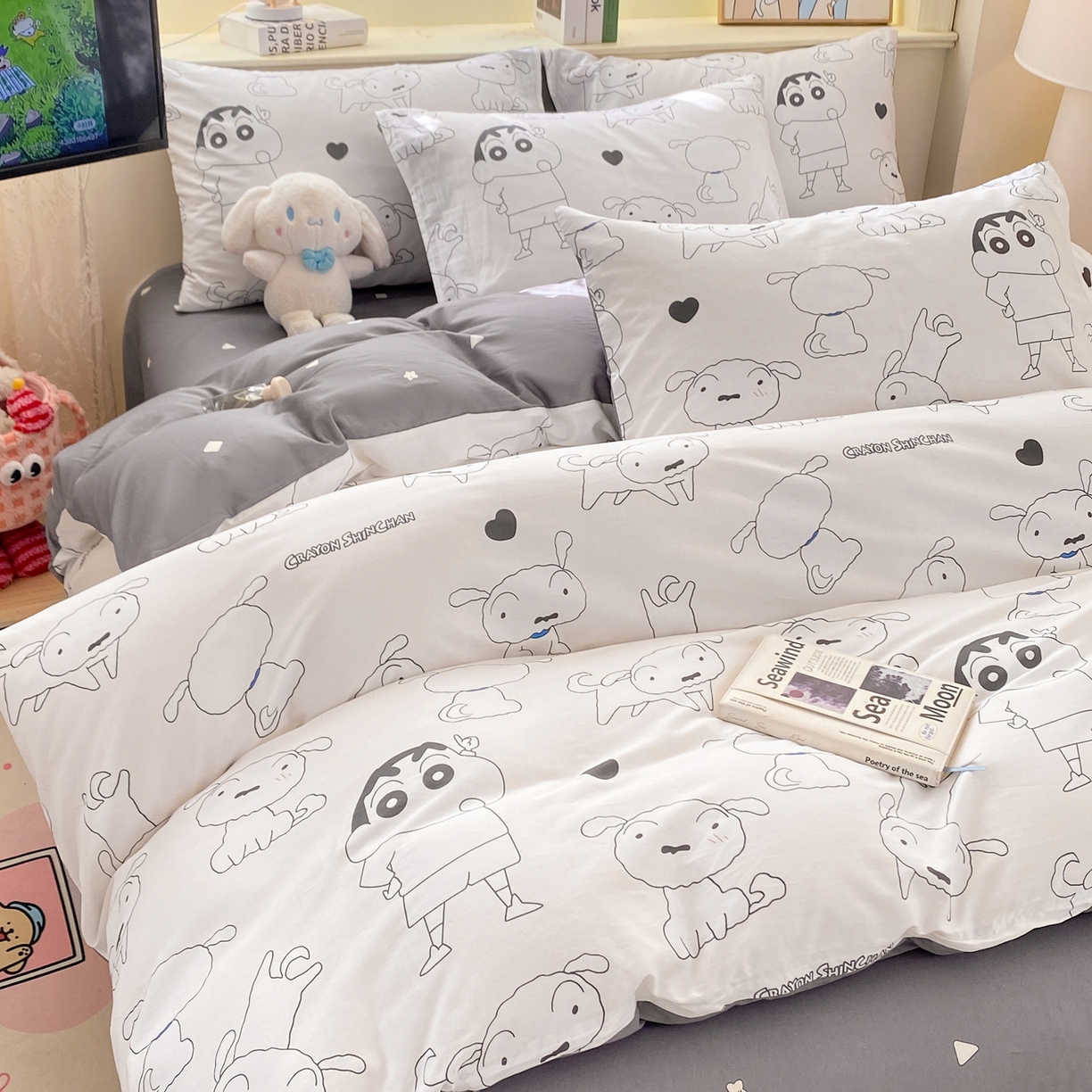 91家纺网 家纺一手货源 找家纺 博雅 2026新款蜡笔小新纯棉全棉四件套 小版-手绘蜡笔小新