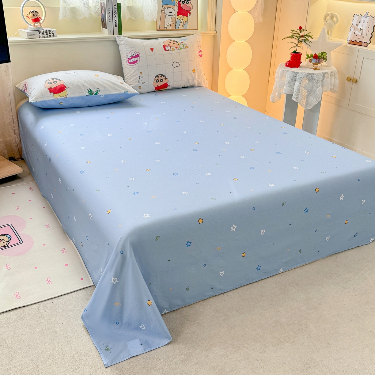 91家纺网 家纺一手货源 找家纺 博雅 2026新款蜡笔小新纯棉全棉四件套 小版-小新格子屋