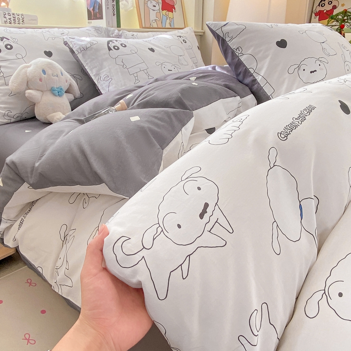 91家纺网 家纺一手货源 找家纺 博雅 2026新款蜡笔小新纯棉全棉四件套 小版-手绘蜡笔小新