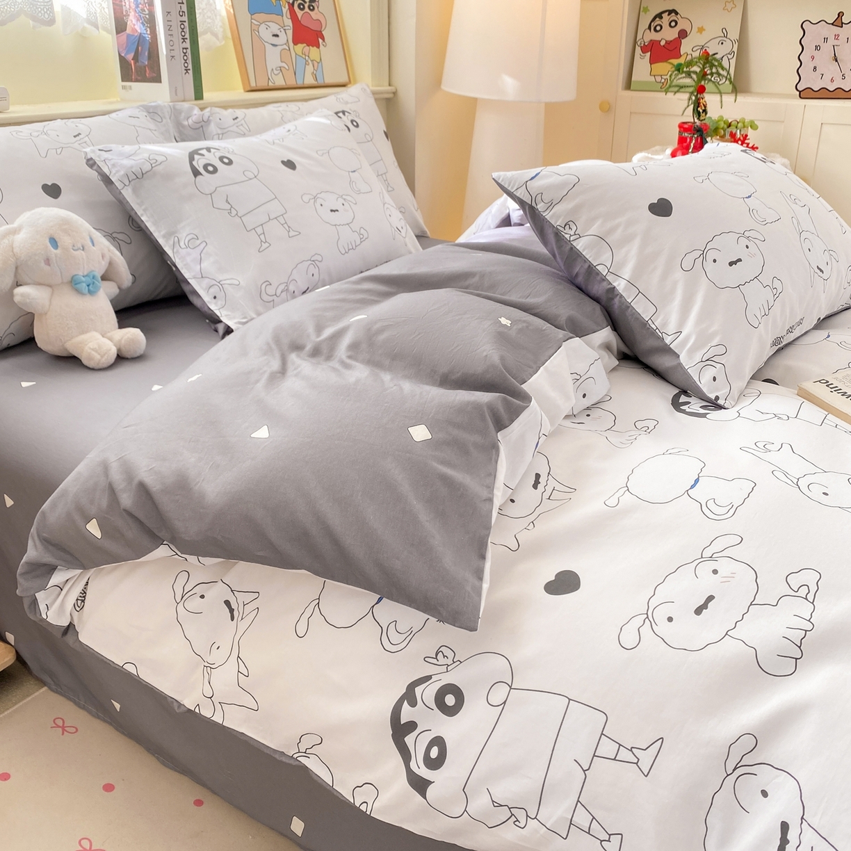 91家纺网 家纺一手货源 找家纺 博雅 2026新款蜡笔小新纯棉全棉四件套 小版-手绘蜡笔小新