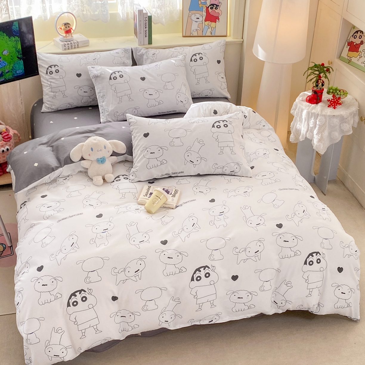 91家纺网 家纺一手货源 找家纺 博雅 2026新款蜡笔小新纯棉全棉四件套 小版-手绘蜡笔小新