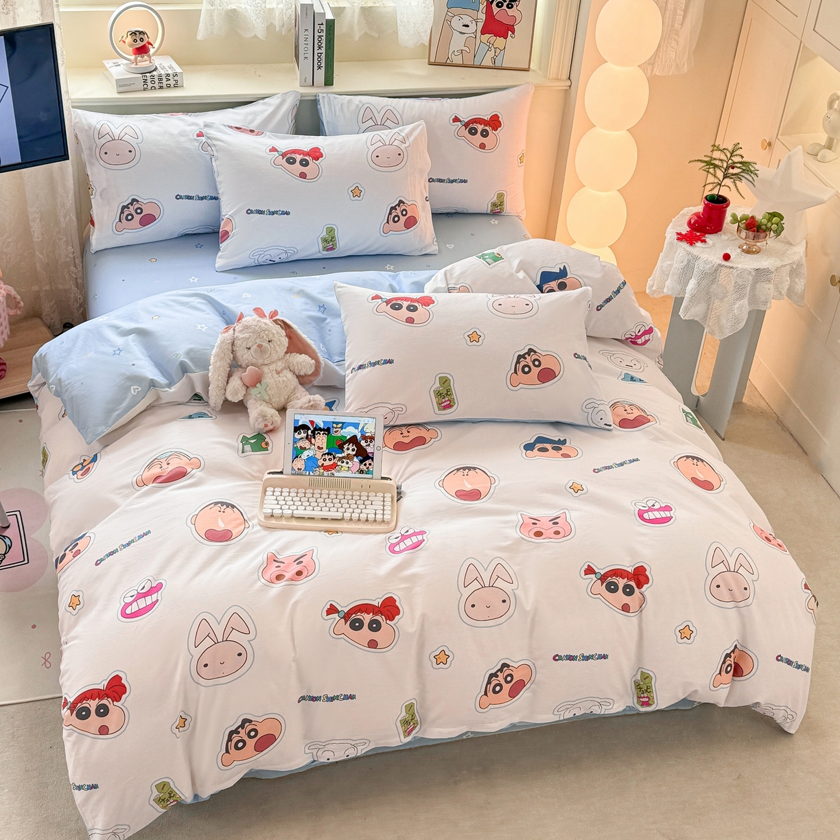 91家纺网 家纺一手货源 找家纺 博雅 2026新款蜡笔小新纯棉全棉四件套 小版-小兔蜡笔小新