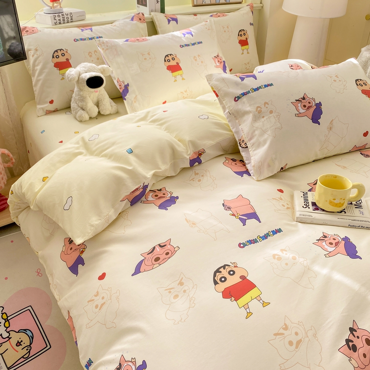 91家纺网 家纺一手货源 找家纺 博雅 2026新款蜡笔小新纯棉全棉四件套 小版-左卫门蜡笔小新