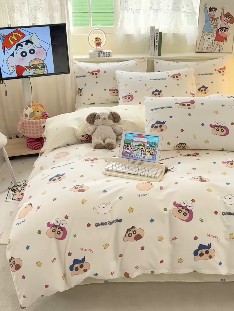 91家纺网 家纺一手货源 找家纺 （总）博雅 2026新款蜡笔小新纯棉全棉四件套