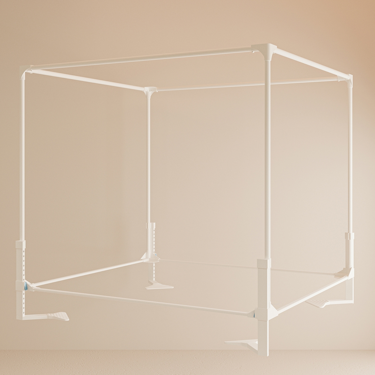 91家纺网 家纺一手货源 找家纺 海虹蚊帐 2026新款2601外穿杆三开U型门一体防尘顶加密纱回底床笠款防摔蚊帐 幸运灰