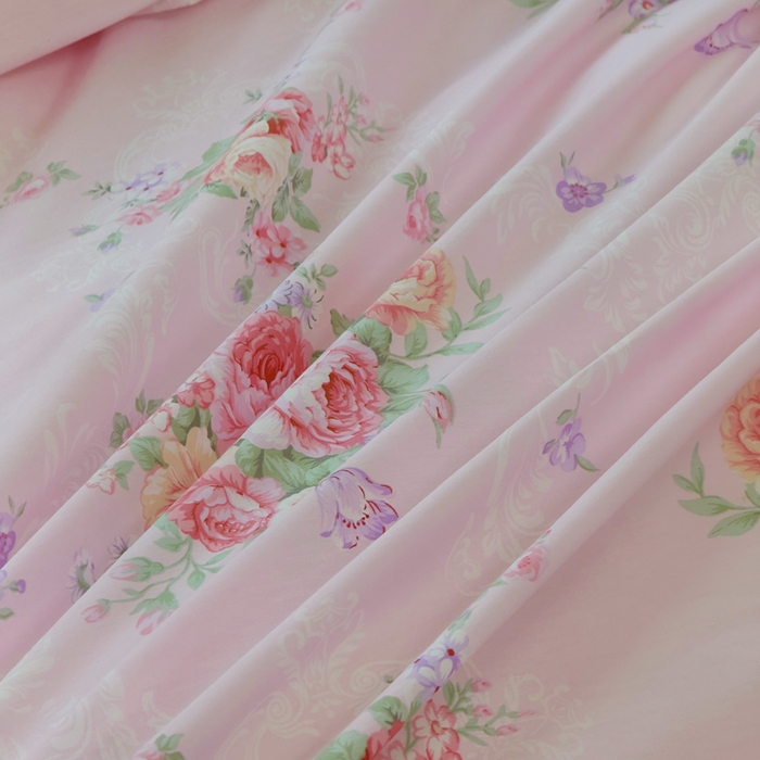 91家纺网 家纺一手货源 找家纺 铭博家纺 2026新款100%全棉纯棉四件套第一批 云舒花-粉