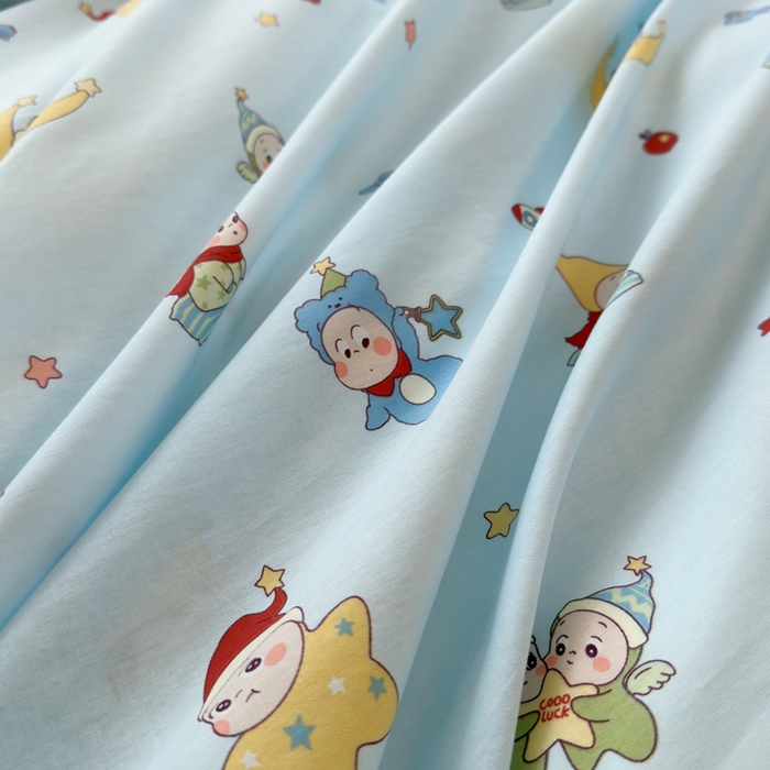 91家纺网 家纺一手货源 找家纺 铭博家纺 2026新款100%全棉纯棉四件套第一批 元气精灵-蓝