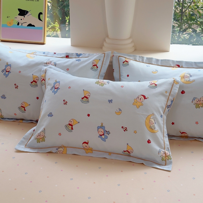 91家纺网 家纺一手货源 找家纺 铭博家纺 2026新款100%全棉纯棉四件套第一批 元气精灵-蓝