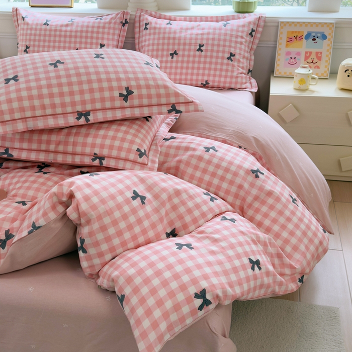 91家纺网 家纺一手货源 找家纺 铭博家纺 2026新款100%全棉纯棉四件套第一批 舒芙蕾-红