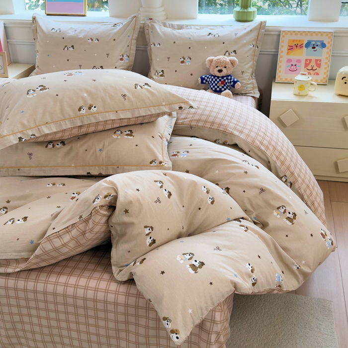 91家纺网 家纺一手货源 找家纺 铭博家纺 2026新款100%全棉纯棉四件套第一批 布莱克-咖