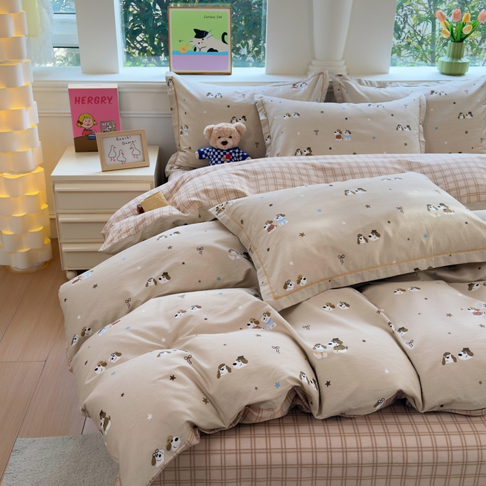 91家纺网 家纺一手货源 找家纺 铭博家纺 2026新款100%全棉纯棉四件套第一批 布莱克-咖