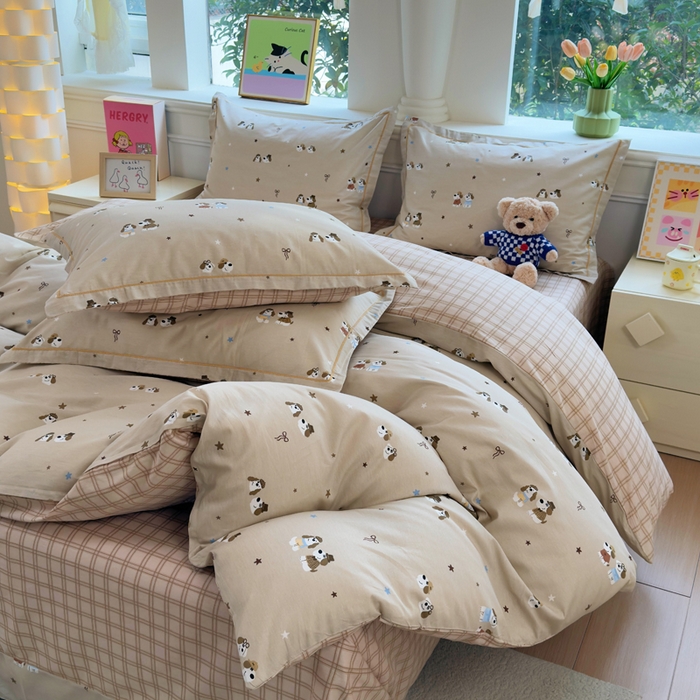 91家纺网 家纺一手货源 找家纺 铭博家纺 2026新款100%全棉纯棉四件套第一批 布莱克-咖