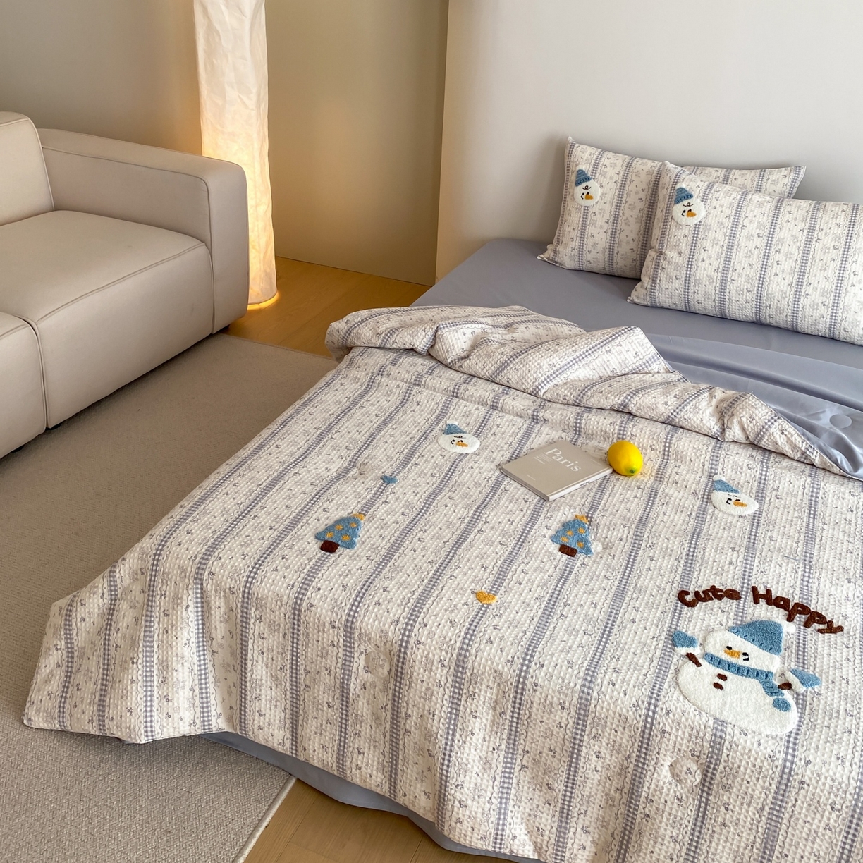 91家纺网 家纺一手货源 找家纺 （总）鸣升家纺 2026新款a类全棉华夫格贴布绣全棉夏被四件套空调被芯夏凉被棉花被