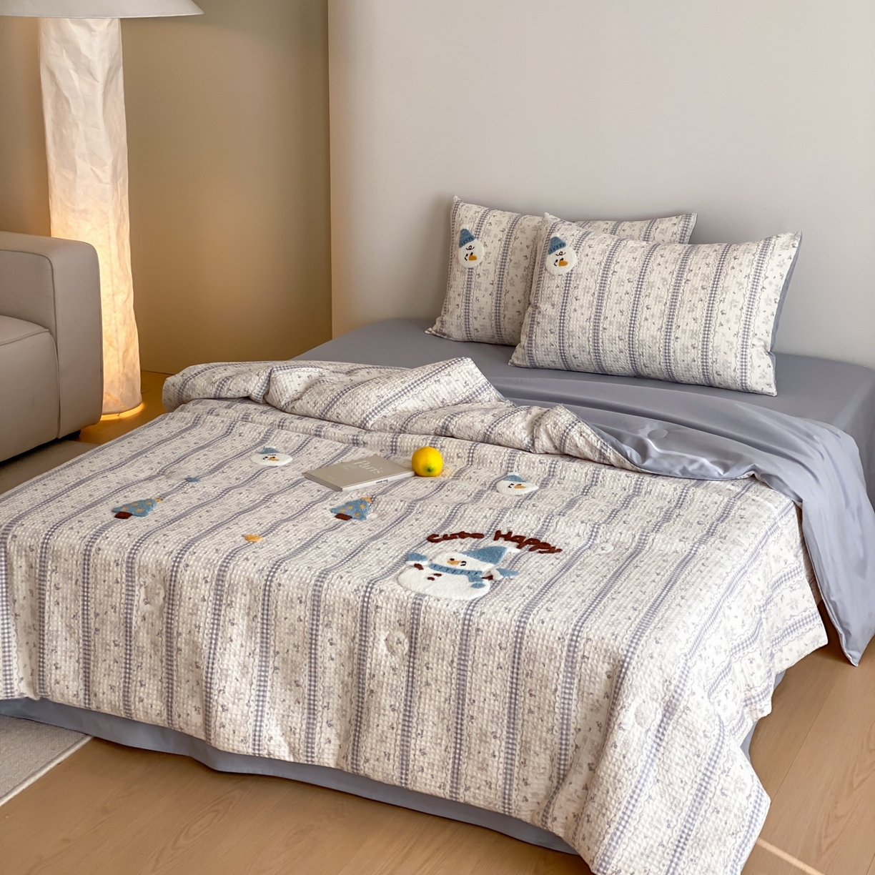 91家纺网 家纺一手货源 找家纺 （总）鸣升家纺 2026新款a类全棉华夫格贴布绣全棉夏被四件套空调被芯夏凉被棉花被