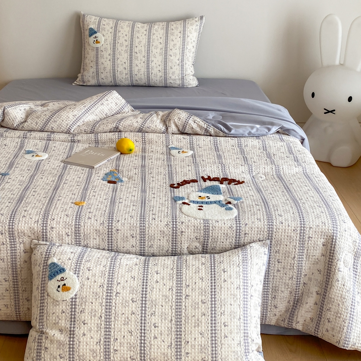 91家纺网 家纺一手货源 找家纺 （总）鸣升家纺 2026新款a类全棉华夫格贴布绣全棉夏被四件套空调被芯夏凉被棉花被