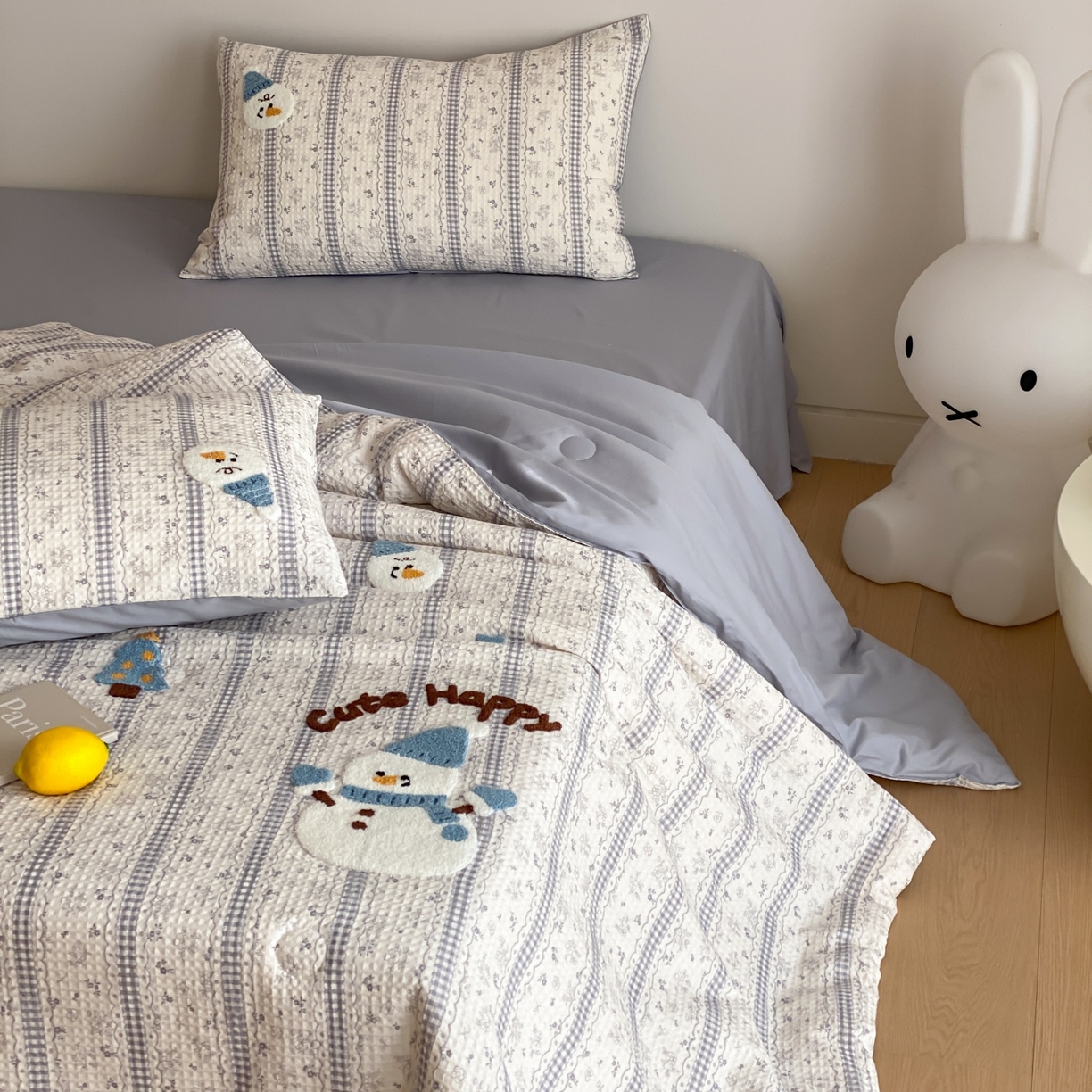 91家纺网 家纺一手货源 找家纺 （总）鸣升家纺 2026新款a类全棉华夫格贴布绣全棉夏被四件套空调被芯夏凉被棉花被