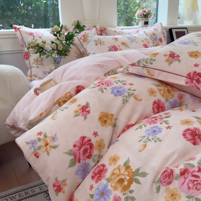 91家纺网 家纺一手货源 找家纺 铭博家纺 2026新款100%全棉纯棉单被套单品被套单件被套第一批 花萃清风-粉