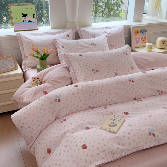 91家纺网 家纺一手货源 找家纺 铭博家纺 2026新款100%全棉纯棉单被套单品被套单件被套第一批 温暖思绪-粉