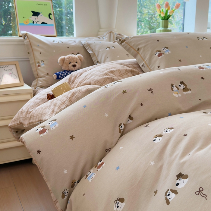 铭博家纺 2026新款100%全棉纯棉单被套单品被套单件被套第一批 布莱克-咖