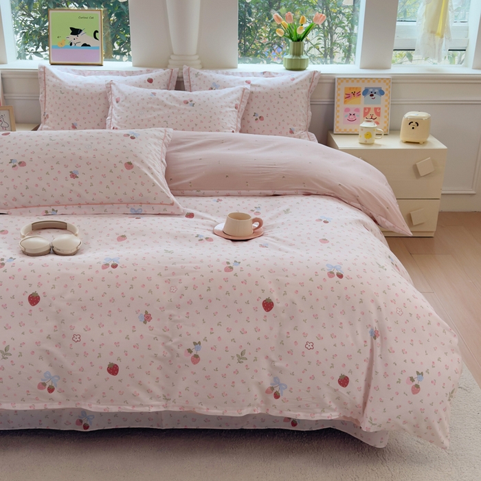 91家纺网 家纺一手货源 找家纺 铭博家纺 2026新款100%全棉纯棉单被套单品被套单件被套第一批 温暖思绪-粉