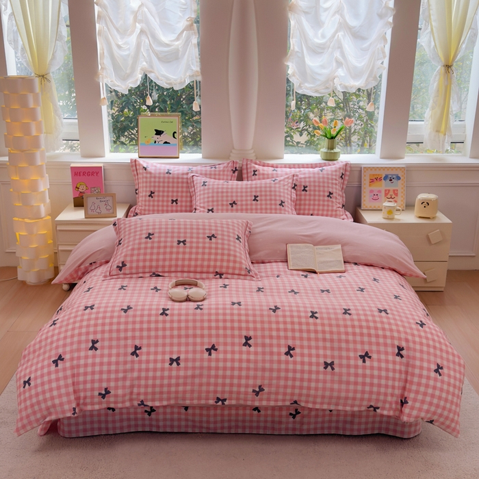 91家纺网 家纺一手货源 找家纺 铭博家纺 2026新款100%全棉纯棉单被套单品被套单件被套第一批 舒芙蕾-红